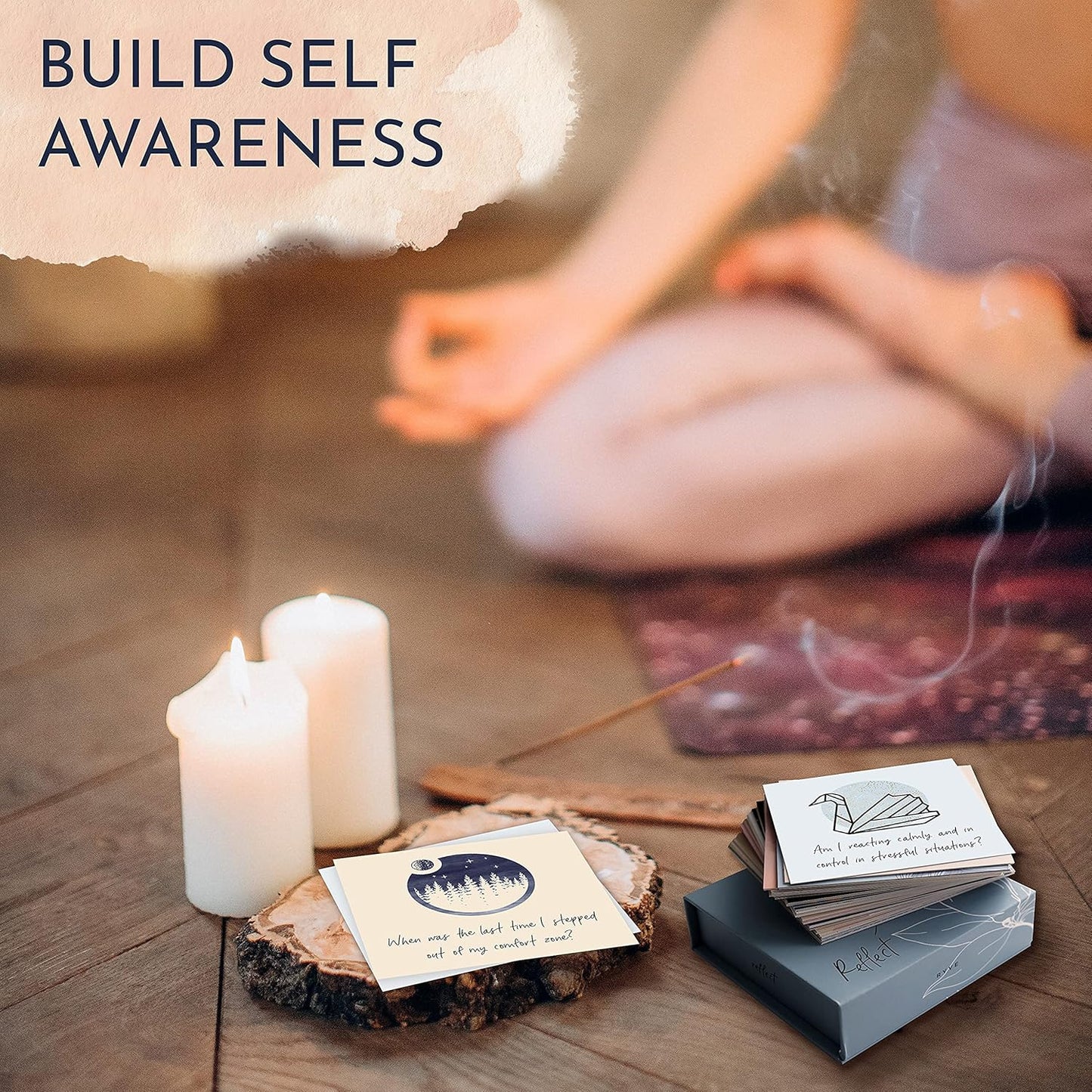 Empowering Question Cards for Mindfulness & Meditation - Self Care & Reflection Cards, Meditation & Mindfulness Tool