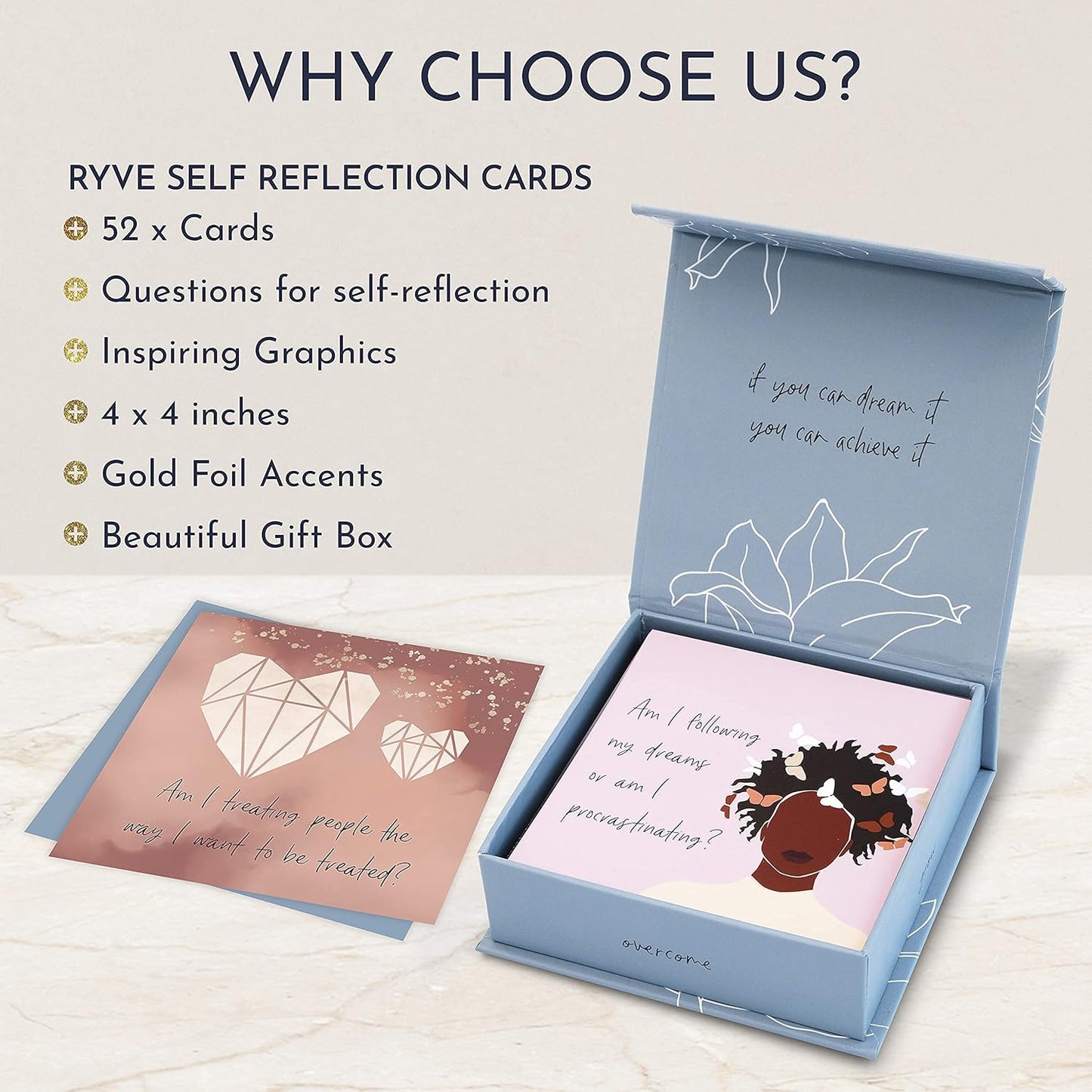 Empowering Question Cards for Mindfulness & Meditation - Self Care & Reflection Cards, Meditation & Mindfulness Tool